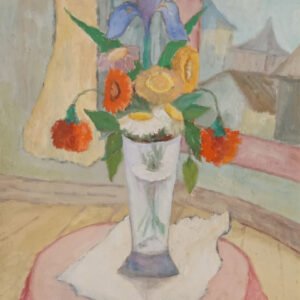 33 - MENGHI JOSÉ LUIS - FLORERO SOBRE PAÑO BLANCO